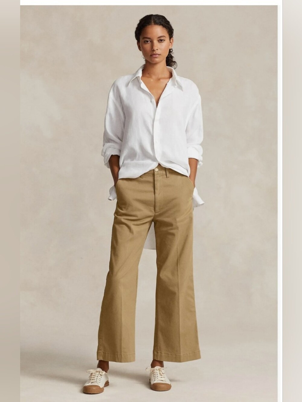 Stretch Cotton Twill Wide Leg Crop Pants
Polo Ralph Lauren.